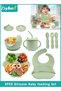 9 PCS Baby Silicone Feeding Set, First Stage Toddler Utensils with Bib, Sippy Cup, Suction Bowl, Inf