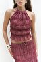 Sofi Transparent Light Burgundy Crop Skirt Suit - 7