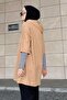 Hooded Sweatshirt with Stripe Detail on Sleeves Milky Coffee - 3