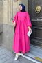 Balloon Sleeve Layered Summer Dress Fuchsia