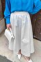 White Flared Linen Skirt - Pocket Detail - 4
