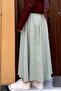 Pocket Detailed Flared Linen Skirt Mint Green - 2