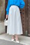 White Flared Linen Skirt - Pocket Detail