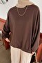 Balloon Sleeve Collar and Hem Cuffed Loose Sweatshirt in Bitter Brown - 3