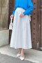 White Flared Linen Skirt - Pocket Detail - 3
