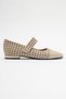 TOWN Beige Houndstooth Velcro Casual Ballet Shoes - 6