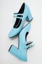 Roya Baby Blue Patent Leather Double Buckle Heeled Women's Shoes - 3