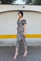 Watermelon Sleeve Large Floral Pattern Slit Square Neck Summer Midi Dress - 7