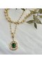Serenay Double Necklace (Dorika Ball Necklace and Dorika Zircon Stone Green Baguette Necklace) Leyla Multiple Necklace - 3