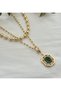 Serenay Double Necklace (Dorika Ball Necklace and Dorika Zircon Stone Green Baguette Necklace) Leyla Multiple Necklace - 2