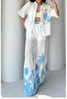 Palm Printed Linen Shirt Pants Set - 5