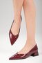 Marie Burgundy Color Patent Leather Short Heeled Women's Shoes - 2