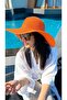 Wide Brim Orange Knitted Patterned Fashionable and Functional Hat Sun Protection Hsr2005 - 4