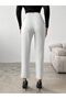 Women's White High Waist Collet Fabric Trousers - 3