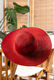 Wide Brim Red Knit Pattern Fashionable and Functional Hat Sun Protection Hsr2005 - 3
