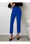 Women's Cobalt Blue High Waist Pencil Fabric Trousers - 5