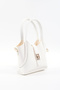 White Shk187 Faux Leather Hand, Arm and Shoulder Bag with Lock Detail and Adjustable Strap - 2