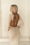 Nadias Window Detail Dark Beige Knitwear Long Dress - 7