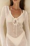 Wiras Lace Detail Ecru Knitwear Long Dress - 8