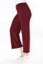 Women's Plus Size Burgundy Lycra Sandy Fabric Elastic Waist Pants 65N31842