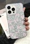 iPhone 16 Compatible Pink Bow and White Heart Glitter Transparent Glitter Premium Phone Case - 5