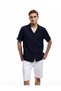 Apaş Collar Regular Fit Cotton Buttoned Short Sleeve Shirt