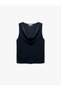 Aerobin Fabric Sleeveless Degaje Collar Satin Blouse - 3