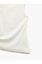 Boat Neck Sleeveless Slim Fit Asymmetrical Blouse - 4