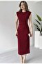 Sleeveless Padded Shoulders Rhinestone Crepe Dress - 3