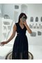 Low Back Backless V Neck Lined Slit Chiffon Dress - 3