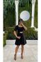 Square Neck Half Sleeve Chiffon Mini Dress with Sash Detail - 2