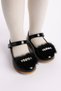 Black Patent Leather Feather Stone and Pearl Detailed Girls' Ballerinas