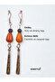 Red Agate and Onyx Stone Motif Stick Apparatus Silver Color Dangle Women's Earrings - 2