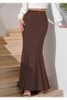 Women's Brown Diver Fish Skirt with Gathering Effect, Maxi Length, Stylish & Modern - 5