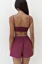 Burgundy Triple Set with Leda Lace Detail Shorts - 8