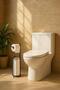 Black Freestanding Toilet Paper Holder, Tissue Holder, WC Paper Holder Stand, 3-Spare Hook Holder - 3