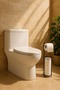Black Freestanding Toilet Paper Holder, Tissue Holder, WC Paper Holder Stand, 3-Spare Hook Holder - 2