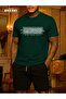 Authentic Printed Cotton Fabric Forest Green T-Shirt-Black Shorts Set - 2