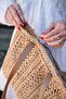 Leather Handle, Zippered Inner Pocket, Square Weave Summer Beach Beachwear Straw Weave Imported Bag - 3