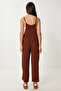 Pocketed Draped Gardener Overalls Brown Ldd0002 - 5
