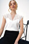 Women's Front Back V Neck Hole Openwork Seasonal Knitwear Blouse - 5