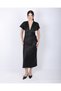 Women's Black Satin V-Neck Midi Dress