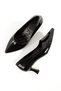 Kandy Black Patent Leather Short Heeled Stiletto Shiny Women's Evening Dress Shoes - 4