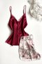Flower Guipure Detailed Satin Shorts Set