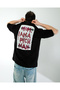 Oversize Unisex Printed T-Shirt Rich Black - 4