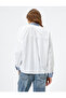 Long Sleeve Shirt with Tweed Detail Buttoned Stand Collar - 4