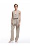 Viscose Fabric Regular Fit Pocketed Pleated Detailed Belted Culotte Fabric Trousers