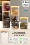 4 Sets 5 Sizes Luxury Rectangular Vacuum Bamboo Lid Borosilicate Glass Pulses Storage Jar - B02 - 4
