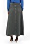 High Waist A-Line Denim Skirt Green - 7