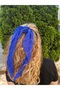 Blue Chiffon Scarf Bagel Buckle - Blue Chiffon Tail Bagel Buckle - Chiffon Buckle - Long Tail Buckle - 2